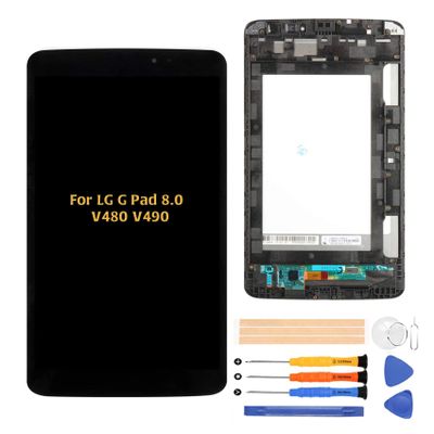 A-MIND for LG G Pad 8.0 V480 V490 LCD Display Touch Screen Digitizer Assembly Replacement,Front Panel & LCD Screen Repair with Tool (Black with Frame)