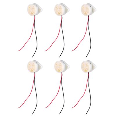 Wakauto 3-24V Buzzer Alarm Active Buzzer 6pcs Electronic Piezo Piezoelectric White Active Alarm Plastic Case 3-24V Electronic