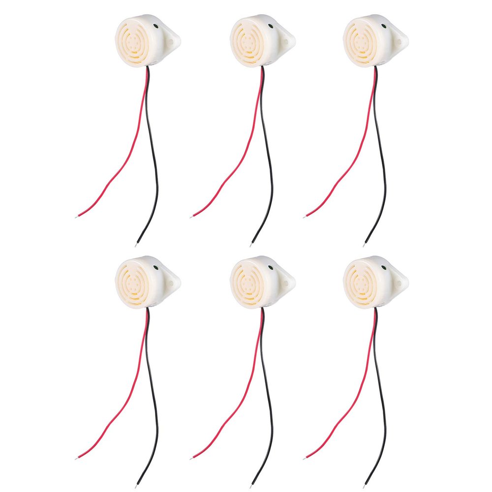 Wakauto 3-24V Buzzer Alarm Active Buzzer 6pcs Electronic Piezo Piezoelectric White Active Alarm Plastic Case 3-24V Electronic