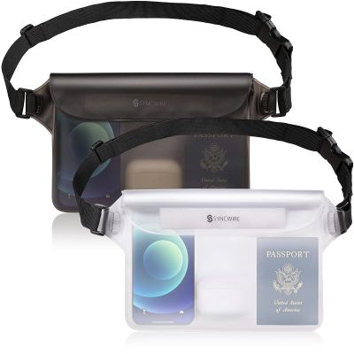SYNCWIRE IPX8 Waterproof Pouch Bag with Adjustable Waist Strap-Screen Touchable Dry Bag with Adjustable Belt for Phone Valuables for Beach Swimming Snorkeling Boating Fishing Kayaking, etc