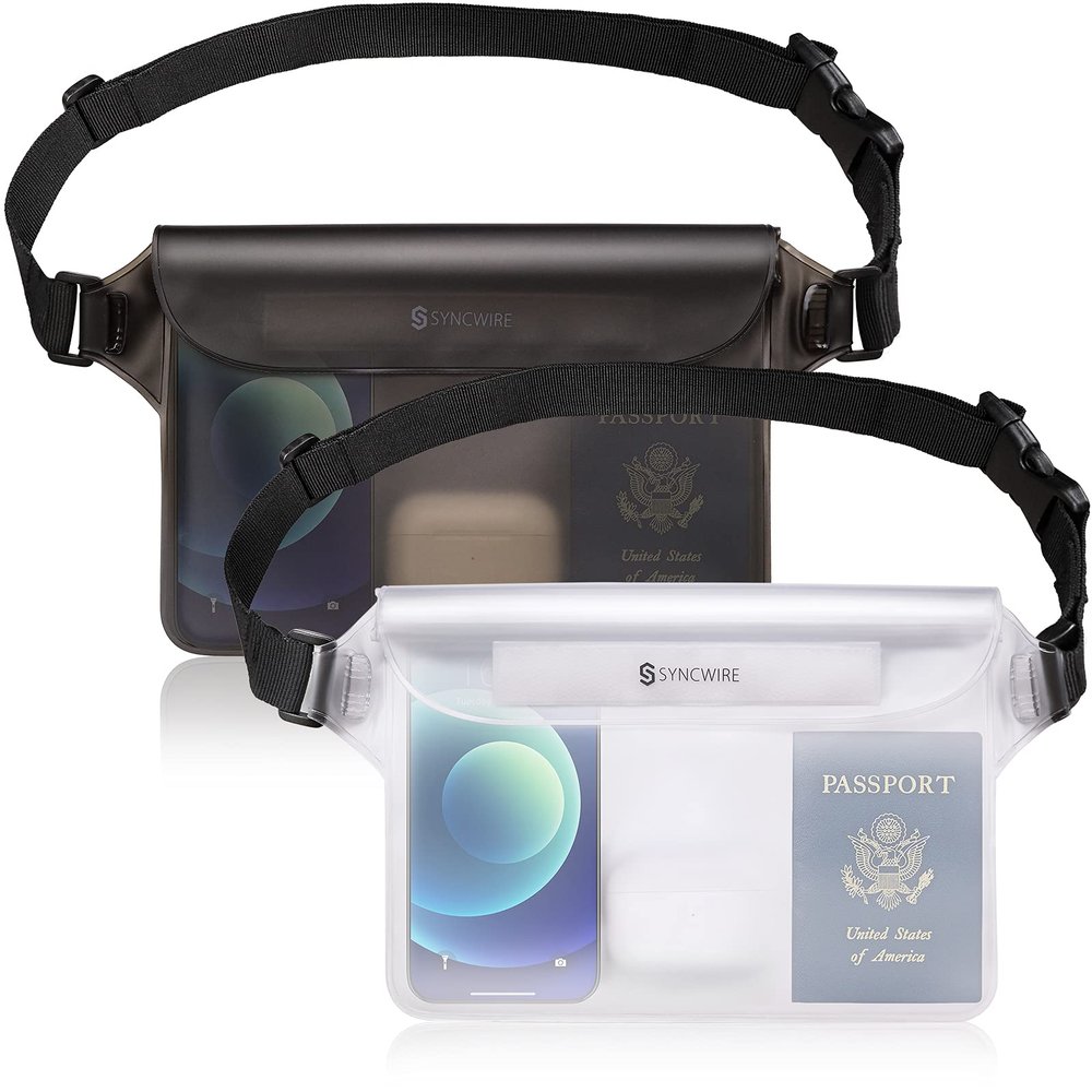 SYNCWIRE IPX8 Waterproof Pouch Bag with Adjustable Waist Strap-Screen Touchable Dry Bag with Adjustable Belt for Phone Valuables for Beach Swimming Snorkeling Boating Fishing Kayaking, etc