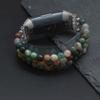 C&L Accessories Compatible with Fitbit Charge 3 Charge 4 Bands, Handmade Feminine Stretch Natural Stone Beaded Adjustable Bracelet Band for Women (Indian Agate) view 2