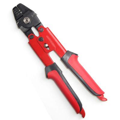 Fishing Crimping Pliers Heavy Duty Stainless Steel Wire Rope Crimping Tool Fishing Tackle Pliers Built-in Wire Cutters Crimp Sleeves, 4 Crmping Size (Red - Carbon Steel Crimper)