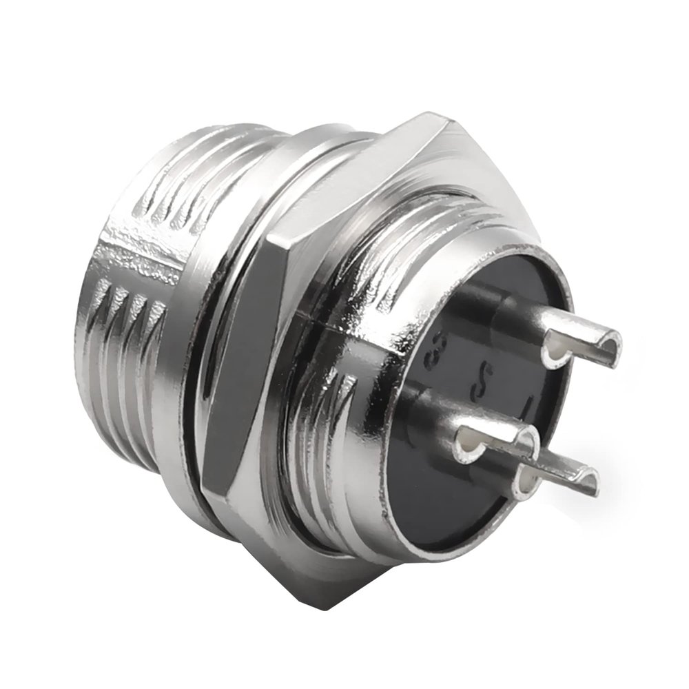 Heyiarbeit Silver GX16 7A 3P Aviation Connector Male Wire Panel Power Chassis Fittings Metal Connector Aviation 1Pcs