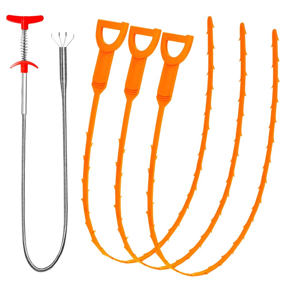 Drain Clog Remover, 25inch Drain Snake Hair Remover(3pcs), Hair Catcher Drain Auger Cleaner Tool Set For Toilet, Kitchen Sink, Bathroom Tub, Sewer