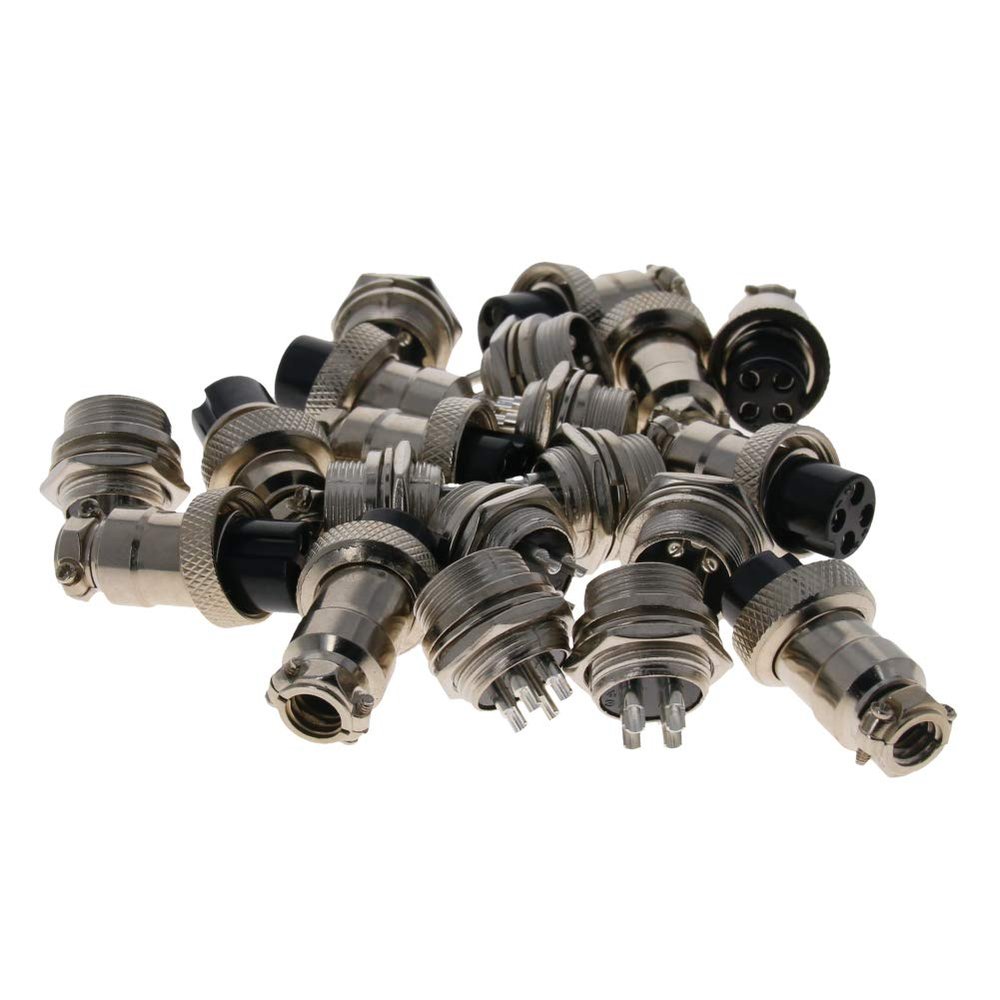 Heyiarbeit 10pairs Aviation Connector 4P 4A GX16-4 Waterproof Male Female Wire Panel Power Chassis Metal Fittings Connector Aviation Silver