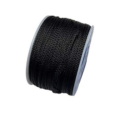 US Ropes Tactical Nylon Micro Cord 1.18mm X 125ft Lightweight Braided Cord (3/64" Diameter) on Spool Camping Boating Home Fishing Garden Jewelry 90lb Test Breaking Load (Black)