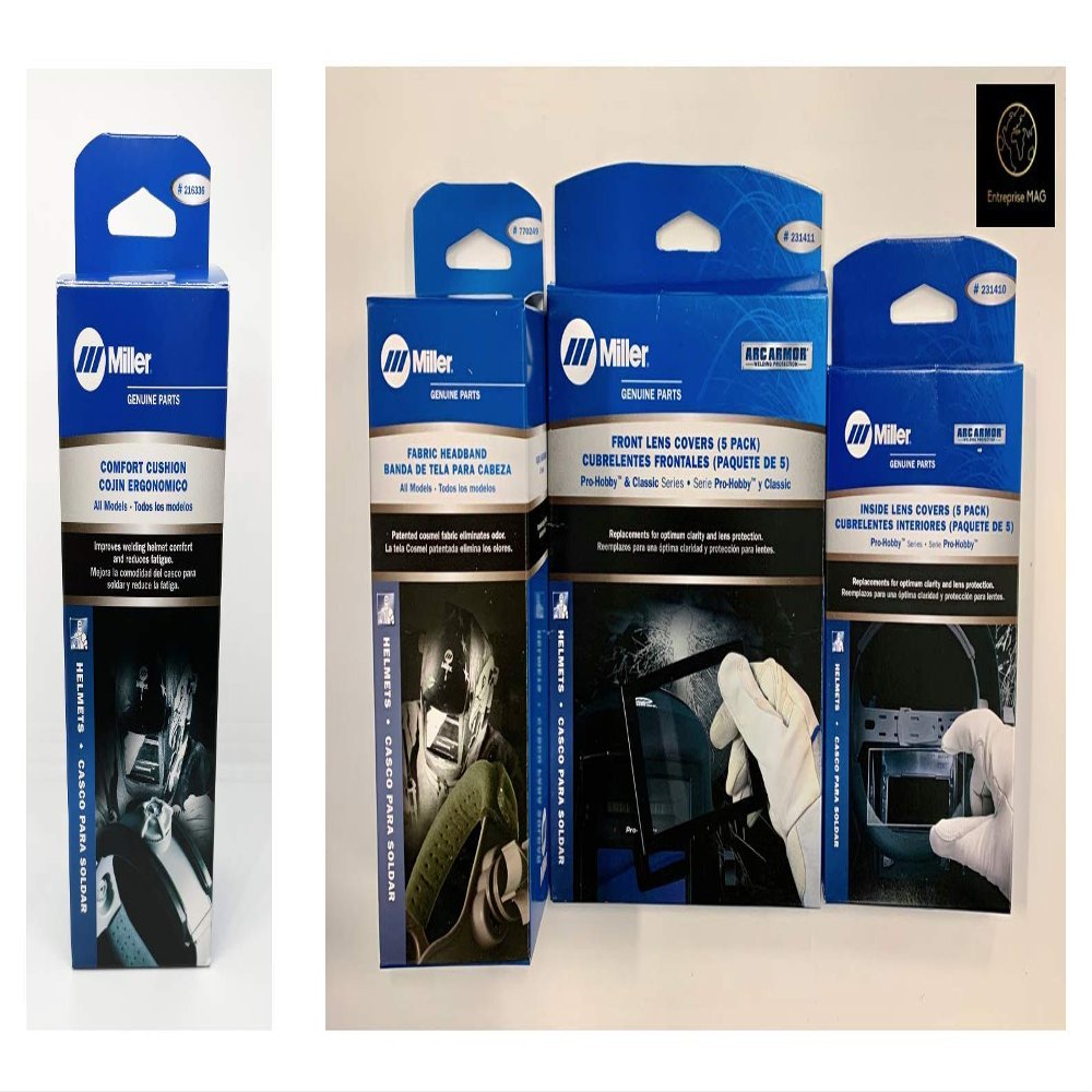Combo Miller Electric Cover Lens Pro-Hobby & Classic Series 231410-231411, HeadBand 770249 and Headgear 216336