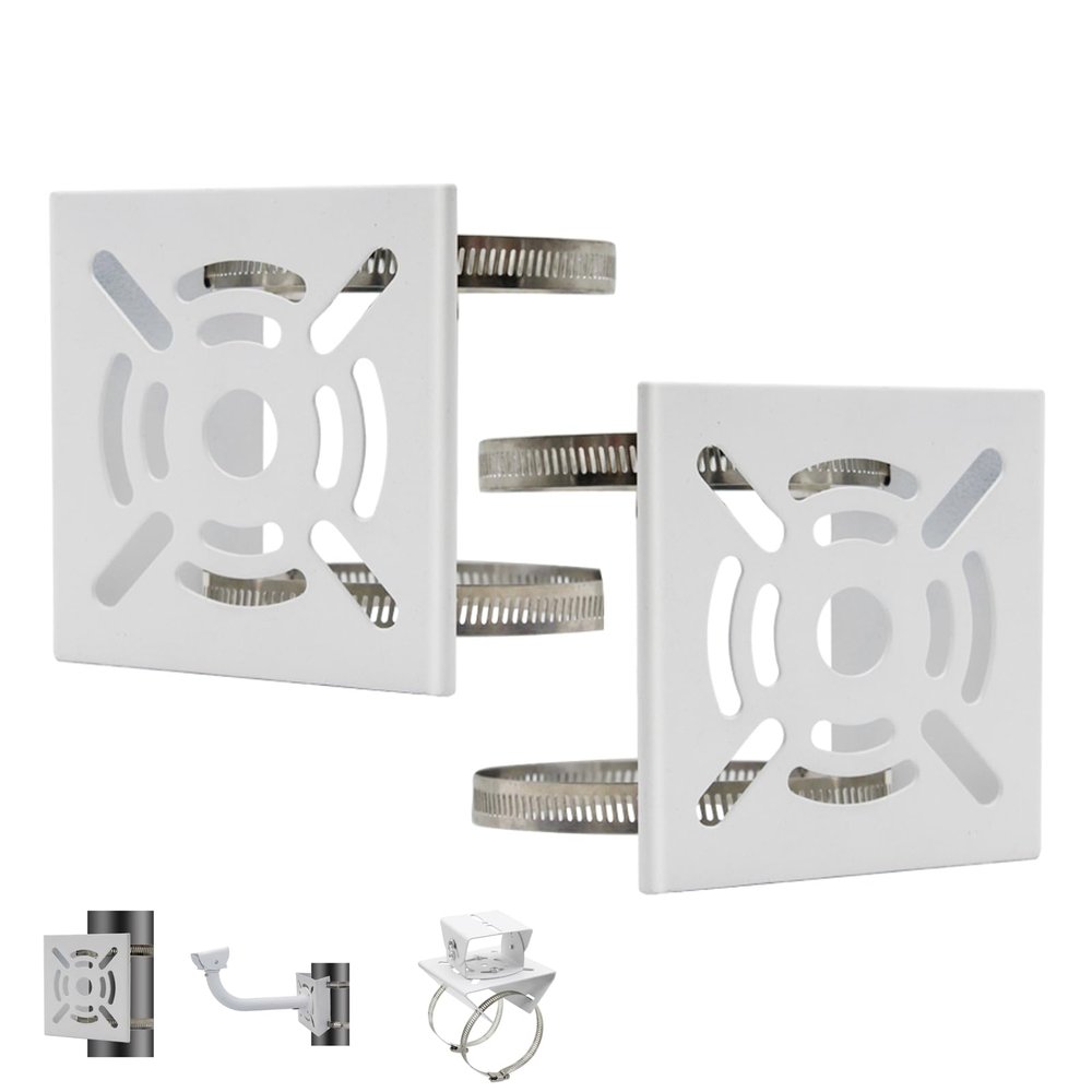 Lighfast 2pcs Universal Wall Mounting Bracket with 4 Loops, Vertical Pole Mount Adapter for CCTV Security Camera PTZ Dome Indoor Outdoor AP Access Point Client CPE