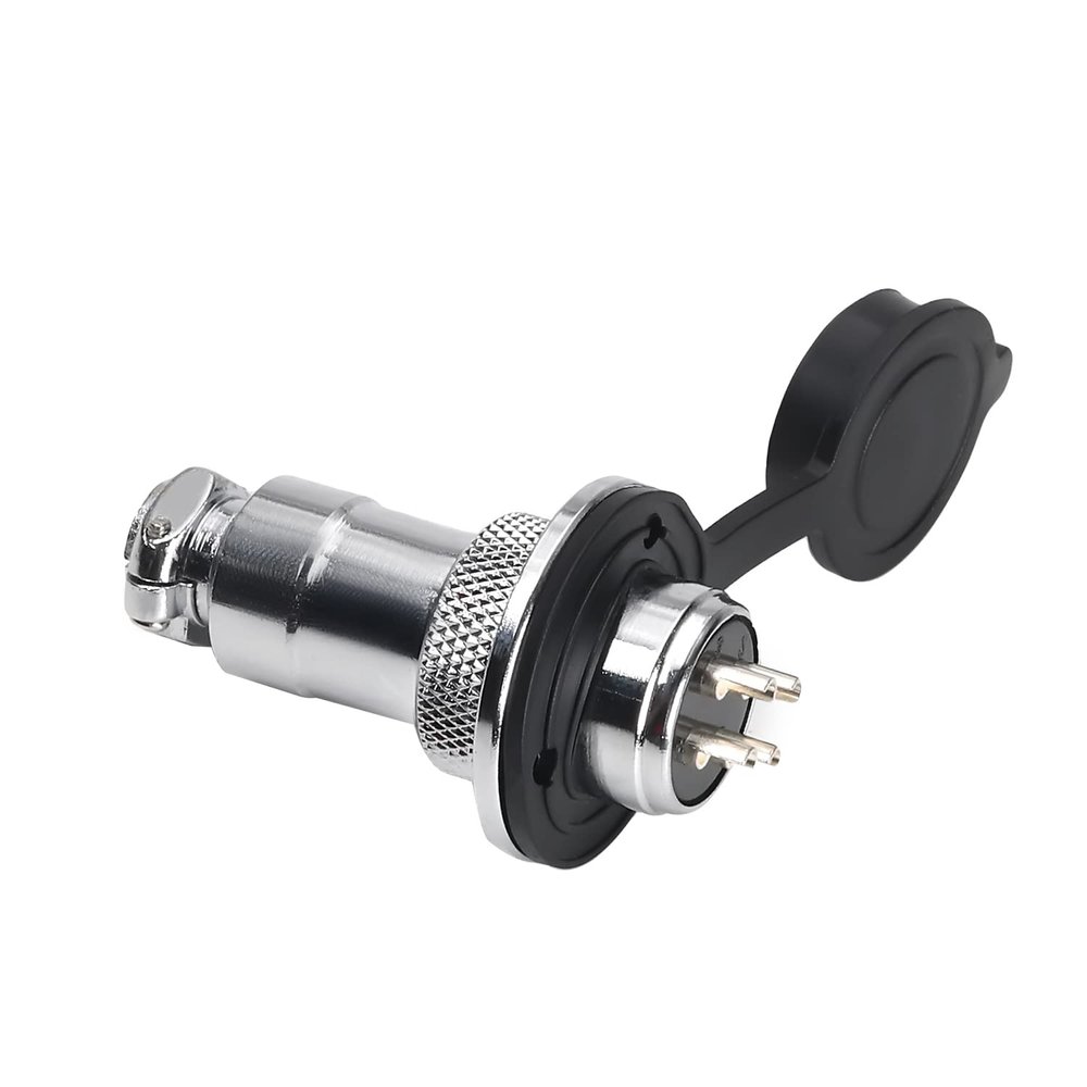 Heyiarbeit Aviation Connector 4P 25A GX25-4 Waterproof Male Wire Panel Power Chassis Metal Fittings Connector Aviation Silver