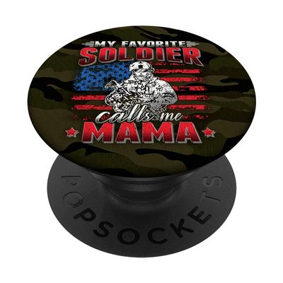 My Favorite Soldier Calls Me Mama US Flag Military Army Mom PopSockets PopGrip: Swappable Grip for Phones & Tablets
