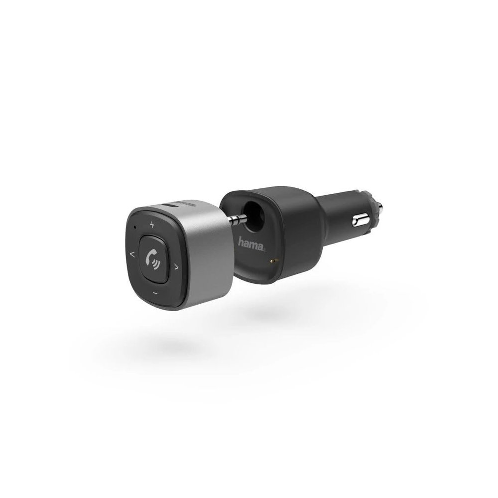 Hama Car Radio Bluetooth Receiver with Handsfree Device and Car Charger 12V (AUX Bluetooth Adapter Audio with 3.5mm Jack Plug, Play up to 7h Wireless Music, 5.5h Phone Call