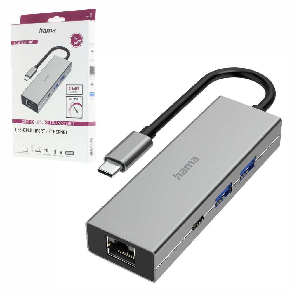 HAMA 00200108 Station d'accueil USB 3.2 Gen 1 (3.1 Gen 1) Type-C Gris