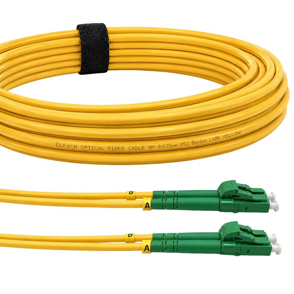 Elfcam - 30m/98.42ft Fiber Optic Cable LCA to LCA OS2 Singlemode Duplex 9/125um LSZH, Yellow, 30 Meter