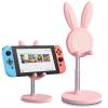 OATSBASF Cell Phone Stand, Adjustable Cute Bunny Phone Stand for Desk, Kawaii Phone Holder Stand, Compatible with All Mobile Phones, iPhone, Kindle, Switch (Pink) view 1