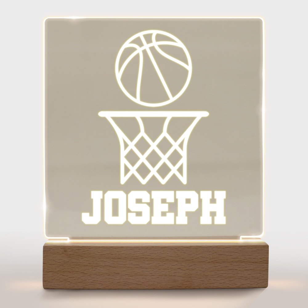 With Love From Julie Personalized Night Light for Kids Girls Boys Customized Gifts for Baby Boy Bedroom Decor Basketball