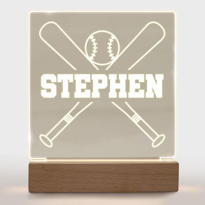 With Love From Julie Personalized Night Light for Kids Girls Boys Customized Gifts for Baby Boy Bedroom Decor Baseball