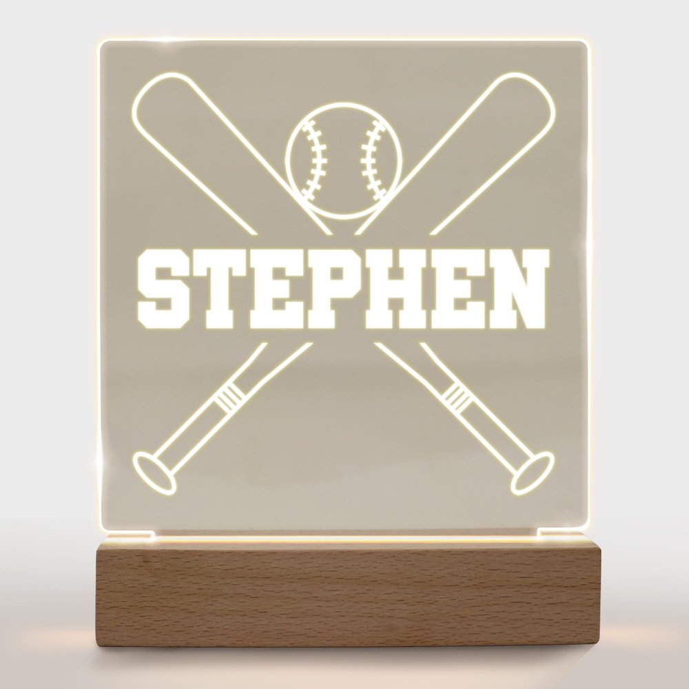 With Love From Julie Personalized Night Light for Kids Girls Boys Customized Gifts for Baby Boy Bedroom Decor Baseball