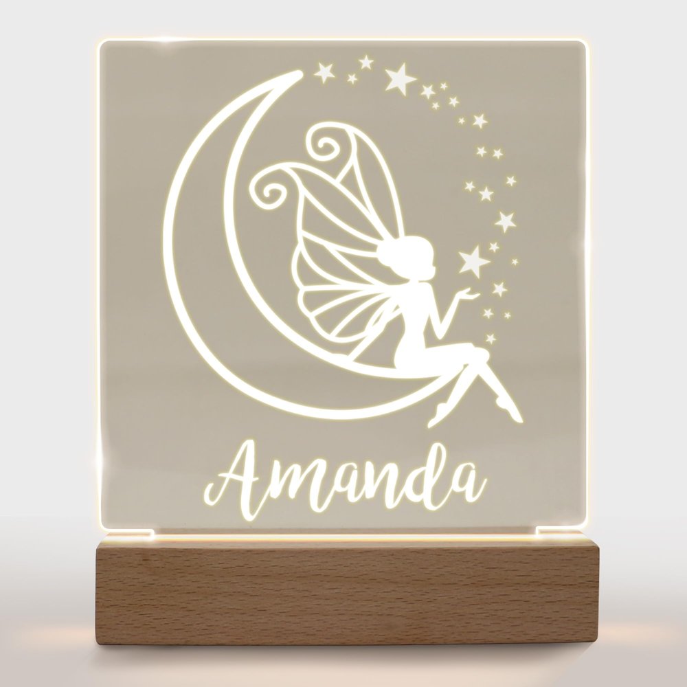 With Love From Julie Personalized Night Light for Kids Girls Boys Customized Gifts for Baby Custom Nursery Lamp Bedroom Decor Fairy