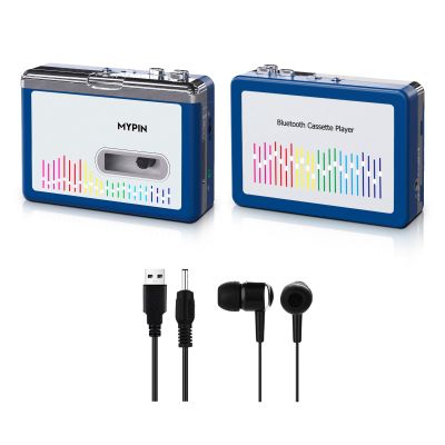 Bluetooth Cassette Player with Headphone, Tape Player Bluetooth Output to Headphone/Speaker,Walkman Portable Cassette Tape Player 2 AA Battery or USB Power Supply, 3.5mm Headphone Jack