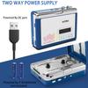 Bluetooth Cassette Player with Headphone, Tape Player Bluetooth Output to Headphone/Speaker,Walkman Portable Cassette Tape Player 2 AA Battery or USB Power Supply, 3.5mm Headphone Jack view 4
