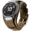 Sjiangqiao Leather Bands Compatible with Garmin Fenix 6X/6X Pro/5X/5X Plus/3/3 HR/Sapphire/D2/ Foretrek 601/701/Quatix 3/ Tactix Bravo Smartwatch, 26mm Quick Fit Genuine Leather Cuff Band(Coffee) view 1