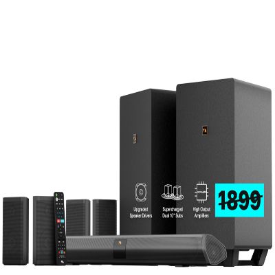 Nakamichi Shockwafe Ultra 9.2.4 Channel Soundbar System with Dolby Atmos/DTS:X, Dual 10" Subwoofers, 4 Rear Surround Speakers, 1300 Watts Max Output Power