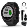 Garmin Approach S42 Premium GPS Golf Watch, Gunmetal with Black Silicone Band and Wearable4U Power Pack Bundle view 1