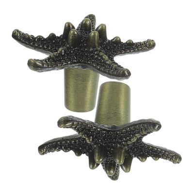 DOITOOL 2pcs Sea Star Shaped Drawer Knobs Unique Cabinet Handles for Kitchen Bedroom Modern Traditional Style Smooth Edges for Comfortable Grip Home Decor