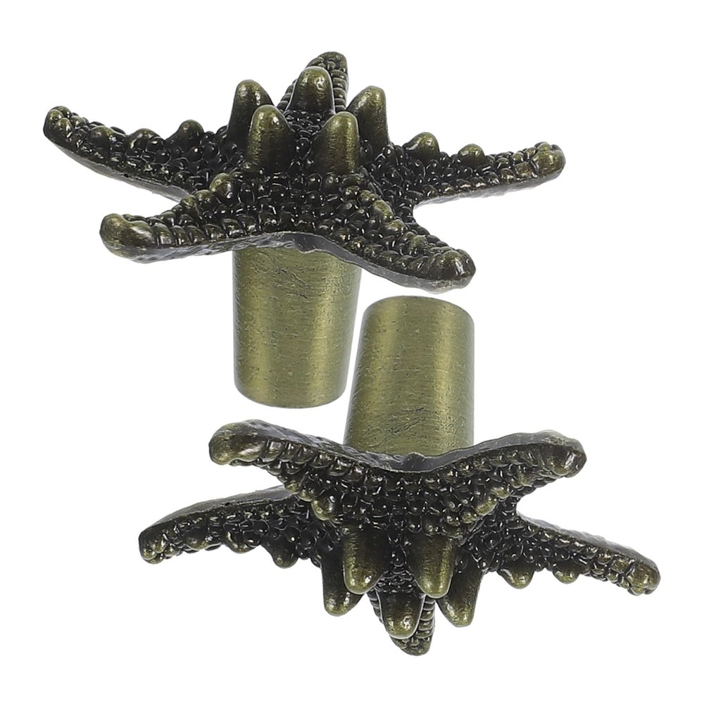 DOITOOL 2pcs Sea Star Shaped Drawer Knobs Unique Cabinet Handles for Kitchen Bedroom Modern Traditional Style Smooth Edges for Comfortable Grip Home Decor