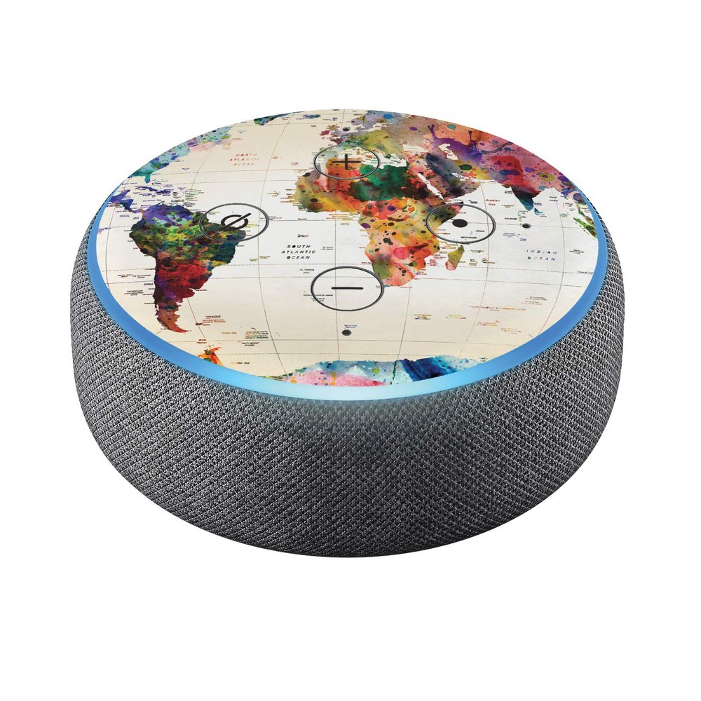 Head Case Designs Officially Licensed Mark Ashkenazi Map of The World Assorted Designs Vinyl Skin Decal Compatible with Amazon Echo Dot (3rd Gen) - Skin only Echo Dot (3rd Gen) is NOT Included