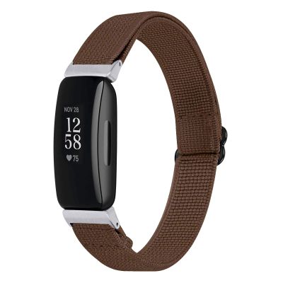BabyValley Band Compatible with Fitbit Inspire 2 Nylon Wristband Stretchy Sport Scrunchie Fabric Bracelet Replacement Strap for Inspire 2 Tracker (Coffee)