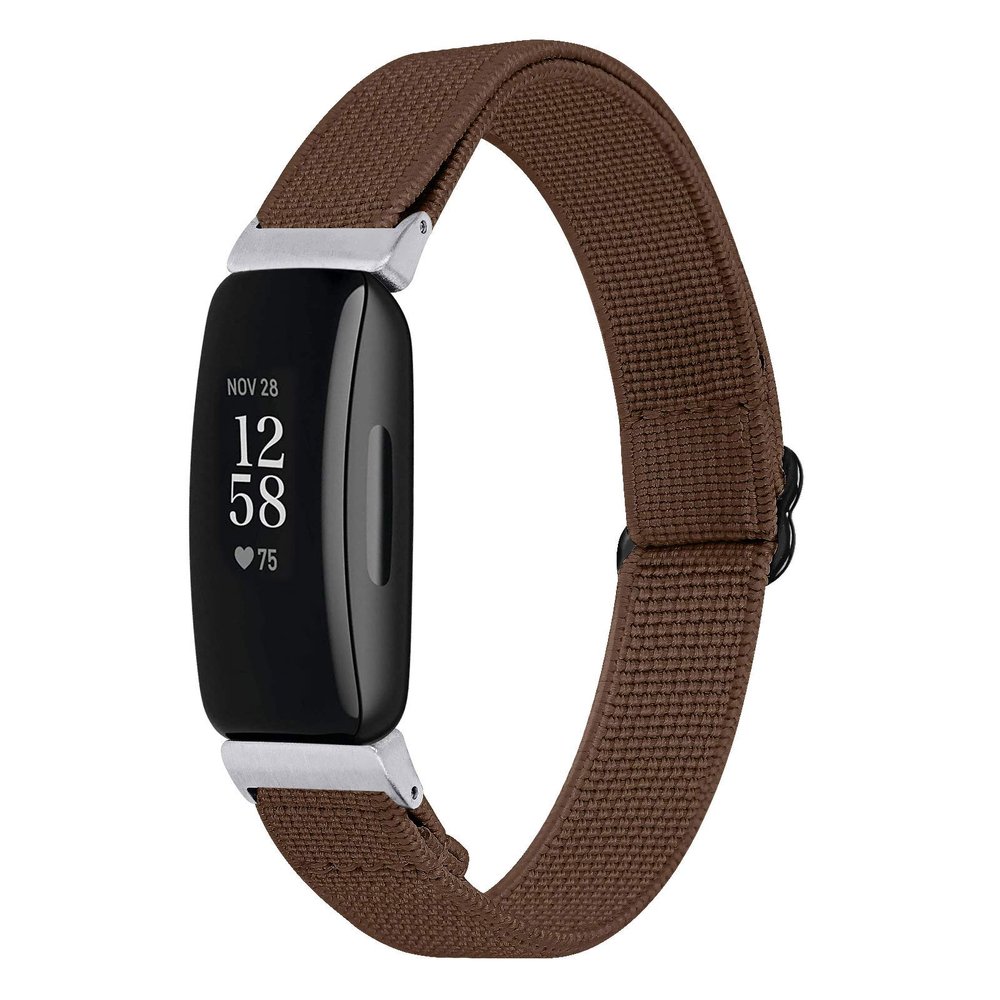 BabyValley Band Compatible with Fitbit Inspire 2 Nylon Wristband Stretchy Sport Scrunchie Fabric Bracelet Replacement Strap for Inspire 2 Tracker (Coffee)
