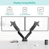 WALI Dual Monitor Stand for 17-32 inch Screens, Dual Monitor Arms for 2 Monitors Holds up to 19.8 lbs, Adjustable Gas Spring Dual Monitors Mount, VESA 75x75/100x100mm (GSMP002), Black view 4