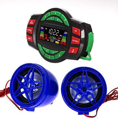 Beyondcity UTV ATV Bluetooth Amplifier Sound System Hand-Free Speakers FM USB Audio System Stereo 3 Inch Speakers 12V Motorcycle Waterproof Audio FM Radio Stereo Speaker (Blue Star Speaker)