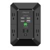 USB Wall Charger, Surge Protector, QINLIANF 5 Outlet Extender with 4 USB Charging Ports (4.8A Total) 3-Sided 1680J Power Strip Multi Plug Outlets Wall Adapter Spaced for Home Travel Office, Black view 1