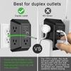 USB Wall Charger, Surge Protector, QINLIANF 5 Outlet Extender with 4 USB Charging Ports (4.8A Total) 3-Sided 1680J Power Strip Multi Plug Outlets Wall Adapter Spaced for Home Travel Office, Black view 3