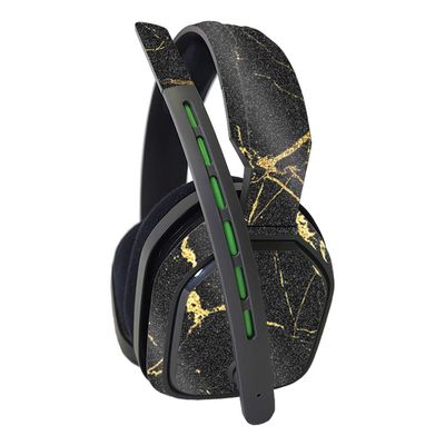 MightySkins Glossy Glitter Skin Compatible with Astro A10 Headset - Black Gold Marble | Protective, Durable High-Gloss Glitter Finish | Easy to Apply and Change Styles | Made in The USA