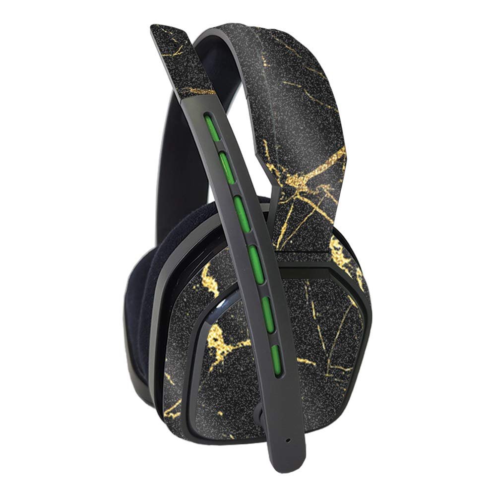 MightySkins Glossy Glitter Skin Compatible with Astro A10 Headset - Black Gold Marble | Protective, Durable High-Gloss Glitter Finish | Easy to Apply and Change Styles | Made in The USA