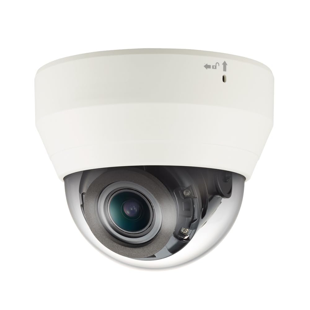Hanwha Techwin QND-7080R 4MP IR WDR PoE Network Dome Camera with 2.8-12mm Motorized Varifocal Lens, RJ45 Connection.