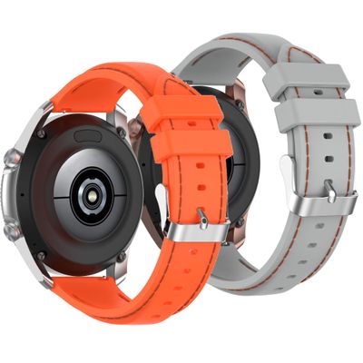 Compatible with Garmin Vivoactive 3 Watch Bands, Samsung Galaxy Active 2/Galaxy Watch 42mm/Garmin Forerunner 645 Music Wristband, 20mm Soft Silicone Replacement Straps for Women Men (Orange Gray)