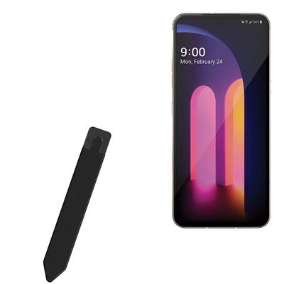 BoxWave Stylus Pouch Compatible with LG V60 ThinQ 5G (Single Screen) - Stylus PortaPouch, Pen Stylii Holder Carrier Portable Self-Adhesive - Jet Black