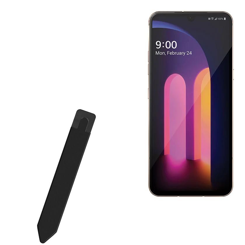 BoxWave Stylus Pouch Compatible with LG V60 ThinQ 5G (Single Screen) - Stylus PortaPouch, Pen Stylii Holder Carrier Portable Self-Adhesive - Jet Black