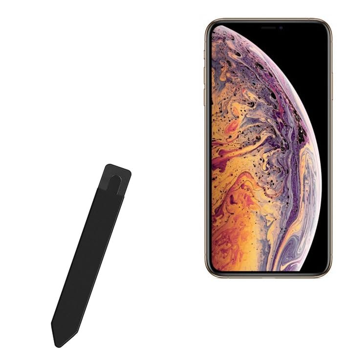 BoxWave Stylus Pouch Compatible with Apple iPhone Xs Max - Stylus PortaPouch, Pen Stylii Holder Carrier Portable Self-Adhesive - Jet Black
