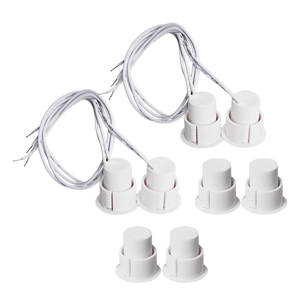 Aoje-Link RC-36 NO Recessed Wired Security Window Door Contact Sensor Alarm Magnetic Reed Switch for Home Security Access Control and Burglar Alarm Systems White 4pcs