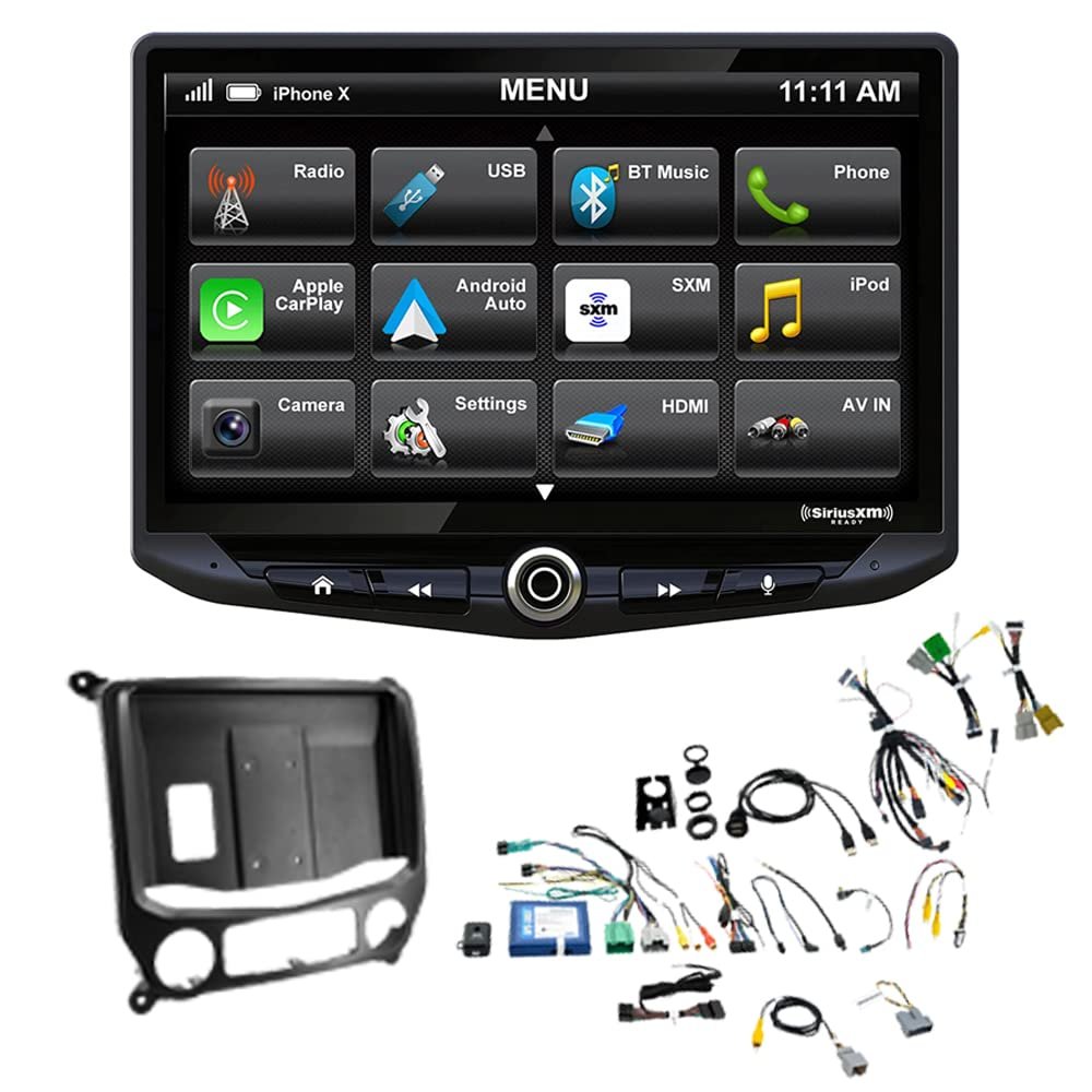 STINGER 2014-2018 Chevy Silverado/GMC Sierra HEIGH10 10" Touchscreen Radio Stereo Plug-&-Play Dash Kit, Certified CarPlay, Android Auto, HDMI, Bluetooth, Sirius XM Ready, Camera Inputs, OEM Features