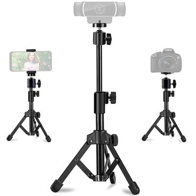 Webcam Tripod Stand Extendable Desktops Tripod for Camera/Phone/Webcam, Desk Tripods Webcam Mount Holder Compatible with Logitech Webcams C925e C922x C922 C930e C930 C920 C615 /iPhone/Ring Light