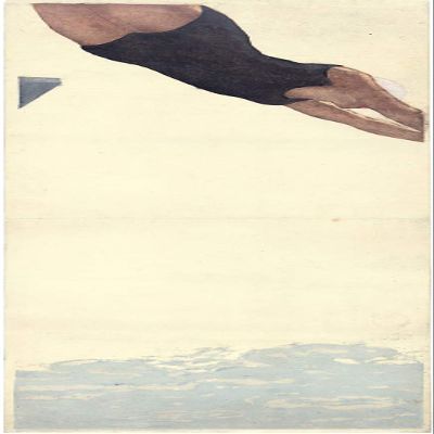 Onchi Kshir : Diving : 1932 : Archival Quality Art Print
