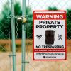 STEALTH CAM Durable Attachable 8"x12" Tin Outdoor Security Alert Warning Private Property No Trespassing Premises Under Surveillance Sign view 4