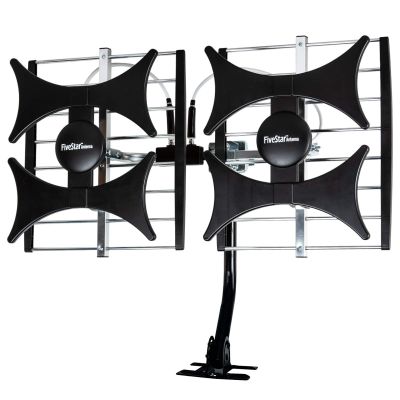 Five Star Multi-Directional 4V HDTV Amplified Antenna - up to 200 Mile Range, UHF/VHF, Indoor, Attic, Outdoor, 4K Ready 1080P FM w/ 40ft RG6 coaxial Cable, Mounting Pole